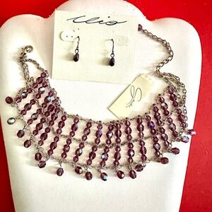 Chocker style bead necklace with earrings